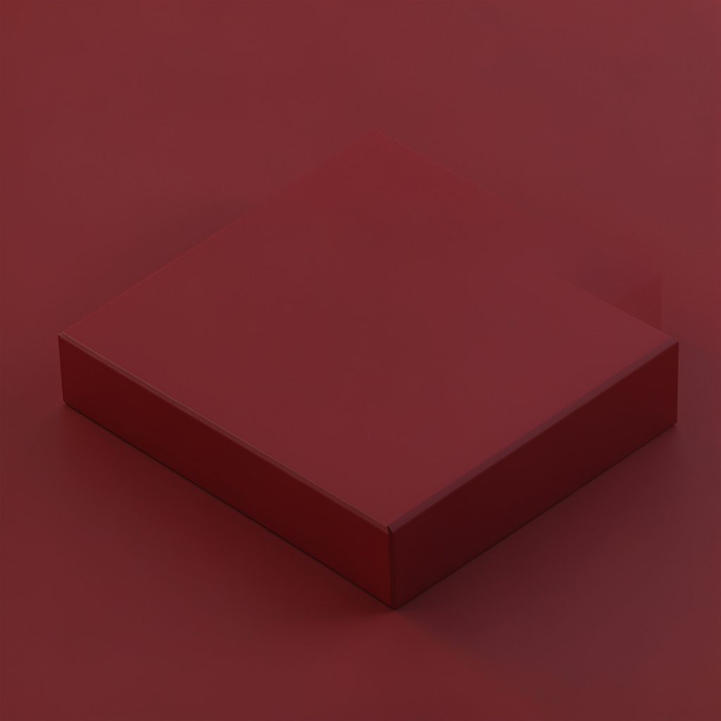 An isometric 3D render of a close-up of lowercase letterpress sorts in a tray, muted bone-white type on dark wood, soft overhead light.