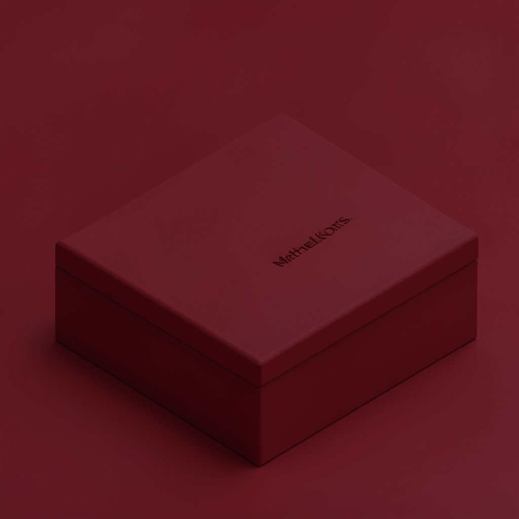 Isometric 3D render of stacked broadsheet specimens printed in muted red ink on dark paper