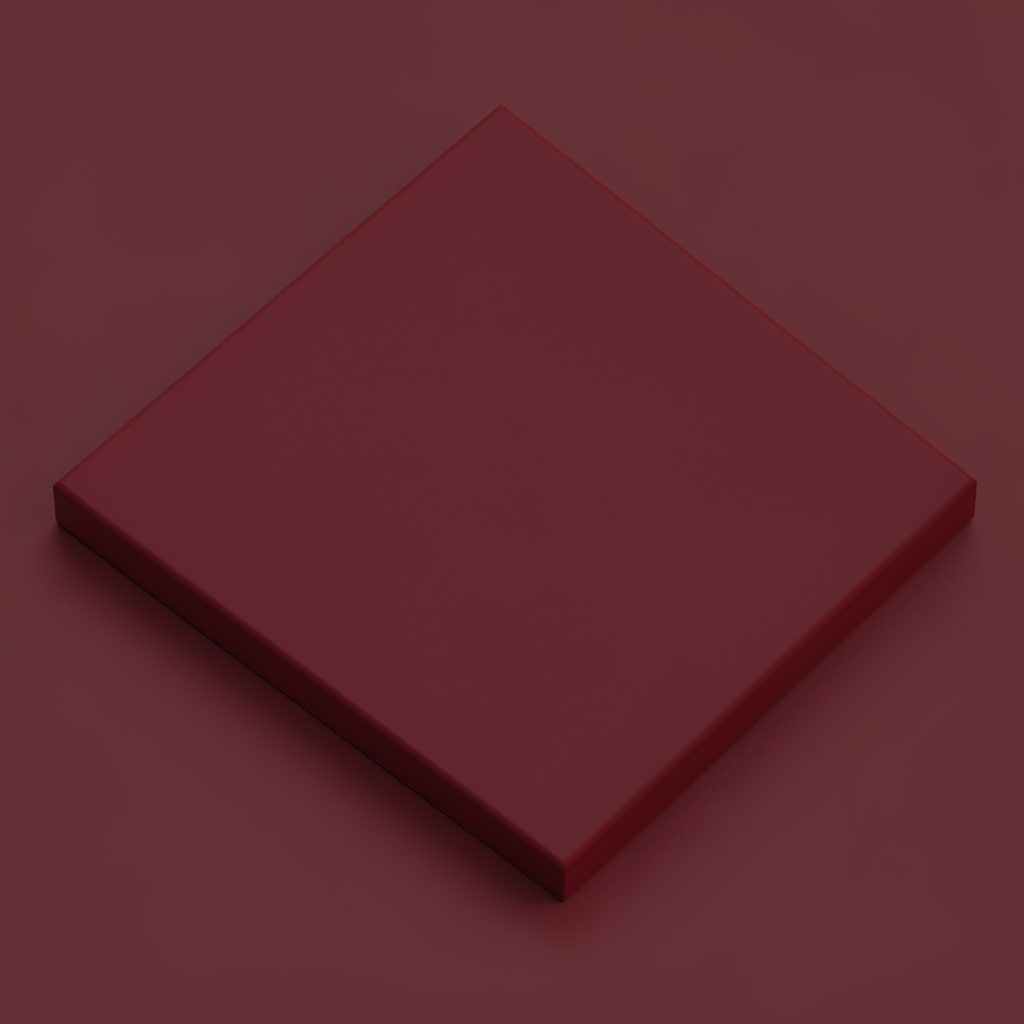 Isometric 3D render of a printed broadside resting on a dark walnut desk, warm amber ink against cream paper