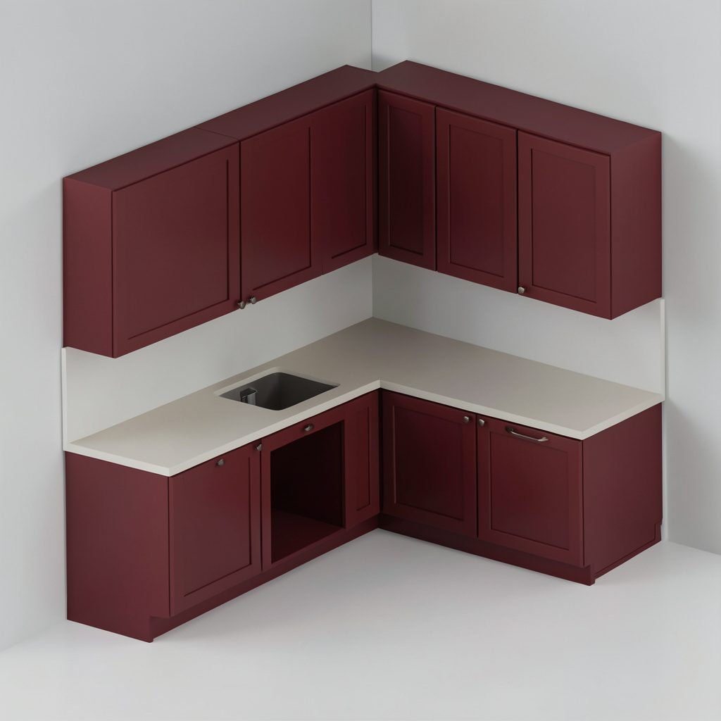 Isometric 3D render of large wooden printer's type cases stacked on a workshop bench, warm amber tones against a dark backdrop
